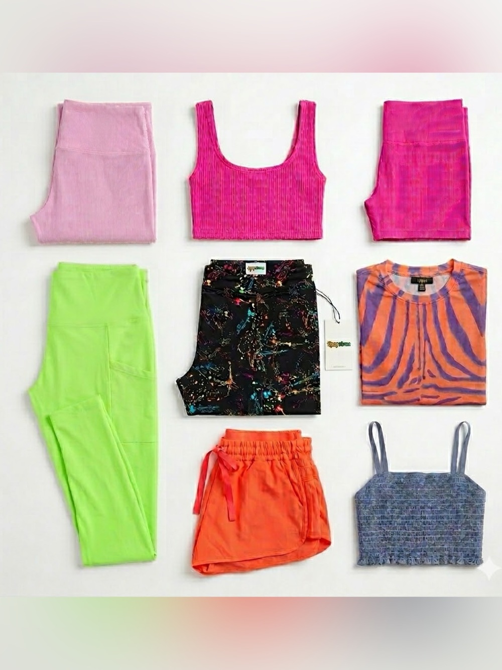 8pc Neon Retro Fitness Bundle Beyond Yoga Spiritual Gangster AFRM Old Navy S/M